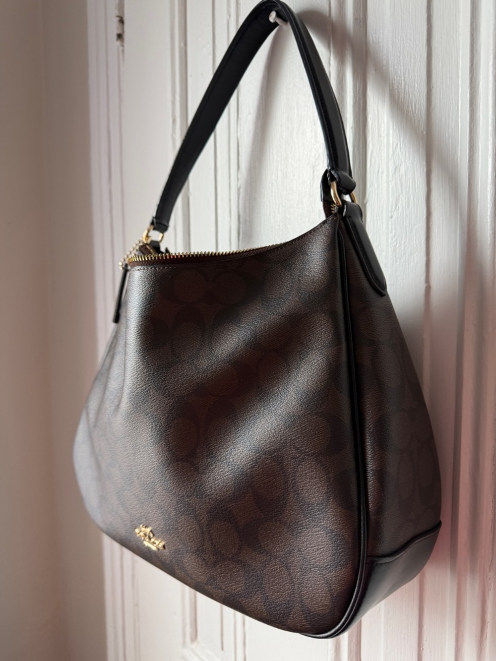 Coach Brown/Black Signature Canvas Hobo Shoulder Bag - Picture 5 of 15
